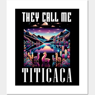 Humorous Lake Titicaca Peru Llama Artistic Neon Graphic Posters and Art